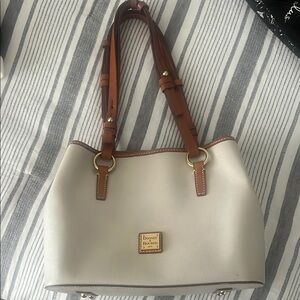 Dooney & Bourke Cream and Brown Shoulder Bag